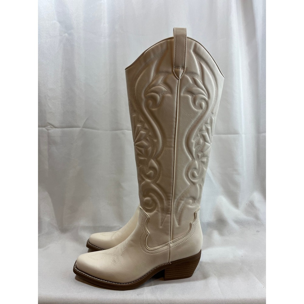 Wild Fable Womens Cream Western Tall Boots Pointed Toe Embroidered Size 6.5 NWT